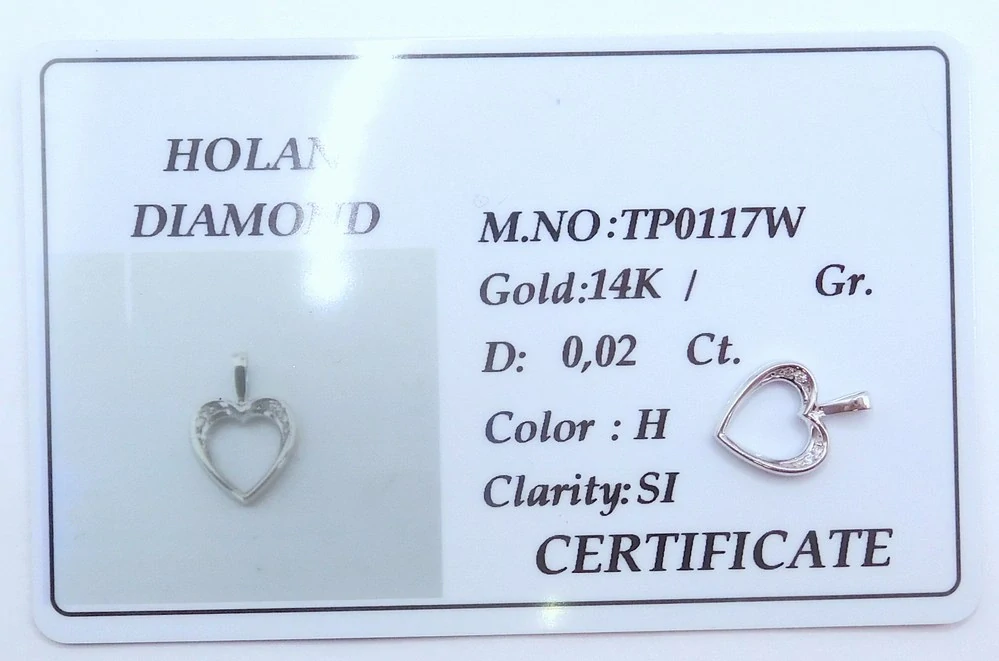Klenoty Budín Diamantový zlatý přívěsek s diamanty z bílého zlata SRDCE 585/0,80gr HKD70
