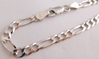 Klenoty Budín Pánský mohutný stříbrný rhodiovaný řetěz (řetízek) 55cm FIGARO šíře3,5mm 925/1000 9,06gr 030239000040