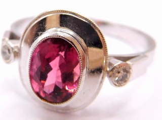 Klenoty Budín Diamantový prsten z bílého zlata s TURMALÍNEM (1,067ct) a přírodními DIAMANTY J-18630 SKLADEM