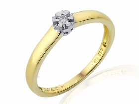 Zásnubní prsten s diamantem, žluté zlato brilianty v kombinaci s lesklou bílou3811830-5-51-99