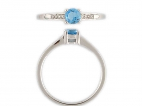 Klenoty Budín Prsten s diamantem, bílé zlato briliant, modrý topaz (blue topaz) 3861564-0-54-93