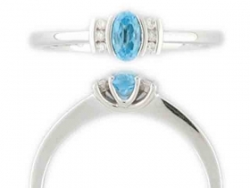 Klenoty Budín Prsten s diamantem, bílé zlato briliant, modrý topaz (blue topaz) 3860461-0-53-93