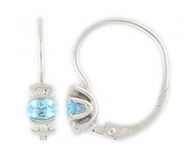 Diamantové náušnice, bílé zlato briliant, modrý topaz (blue topaz) 585/1,55 gr