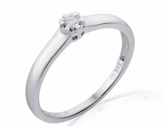 Luxusní zásnubní prsten s diamantem, bílé zlato brilianty 585/1,75gr