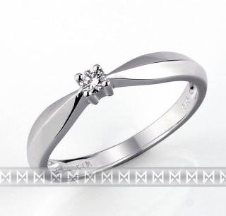 Luxusní zásnubní prsten z bílého zlata osazený diamantem (0,05ct) - 1,95 gr