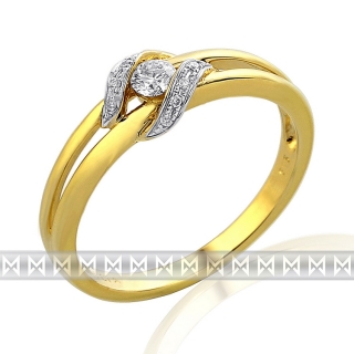 Diamantový prsten ze žlutého zlata (i zásnubní) s 11ks diamantů 585/2,3gr vel.56