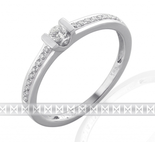 Luxusní zásnubní prsten s diamantem z bílého zlata 19ks/0,14ct
