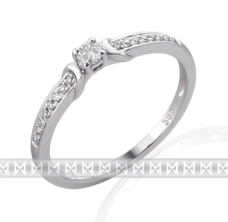 Luxusní zásnubní prsten s diamantem posetý diamanty 17ks/0,12ct