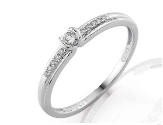 Luxusní zásnubní prsten s diamantem (11ks/0,11ct) z bílého zlata
