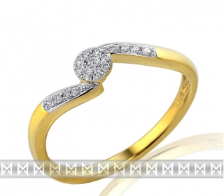 Klenoty Budín Diamantový luxusní prsten ze žlutého zlata 585/1,9gr diamanty 3811223