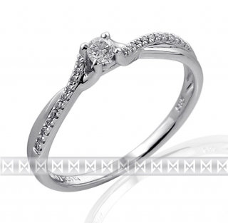 Klenoty Budín Luxusní moderní zásnubní diamantový prsten z bílého zlata 1/0,09 ct + 22/0,6ct 3861849