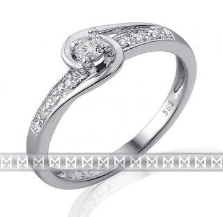 Klenoty Budín Mohutný zásnubní diamantový prsten z bílého zlata 1/0,09 ct + 6/0,03 ct 585/2,15 3861847
