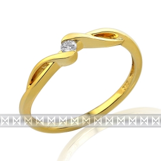 Klenoty Budín Zásnubní diamantový prsten ze žlutého zlata 1ks 0,05ct 3810698