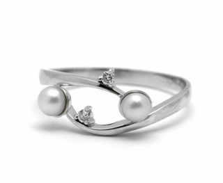Luxusní diamantový prsten se sladkovodními perlami 585/2,90 gr J-21892-12