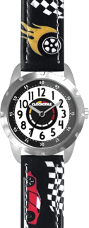 CLOCKODILE Dětské svítící tmavě modré chlapecké hodinky ZÁVODNÍ AUTA CWB0120