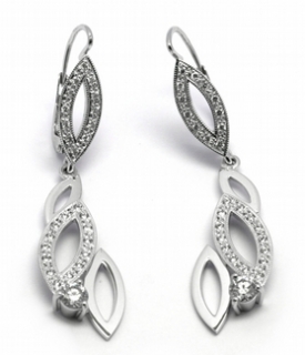 Diamantové visací náušnice s přírodními diamanty 585/5,88 gr J-21032-12