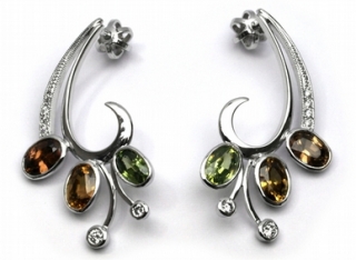 Diamantové náušnice s pravými zirkony ze Srí Lanky 585/3,94 gr J-20731-11