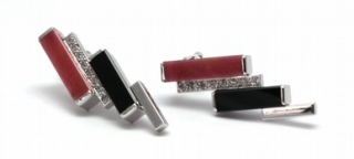 Luxusní náušnice spleonastem, rodonitem a diamanty 585/3,82 gr J-20518-12