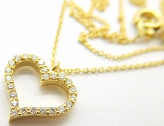 Klenoty Budín Dámský zlatý diamantový náhrdelník s přívěskem diamantové srdce 585/1,42gr 0,10ct HKD45