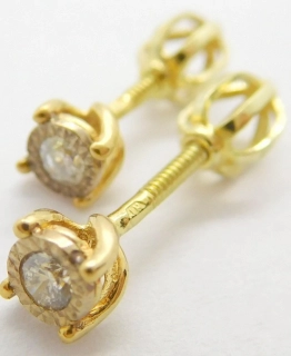 Klenoty Budín Dámské peckové zlaté náušnice s diamanty na šroubek 585/1,10gr 0,12ct HKD37