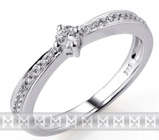 Zásnubní prsten s diamantem, bílé zlato brilianty 3860436-0-51-99 585/2,3gr