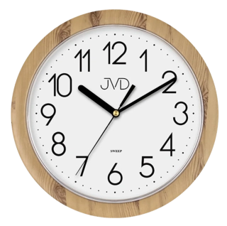 Nástěnné netikající tiché hodiny JVD quartz H612.19 imitace dřeva tmavé