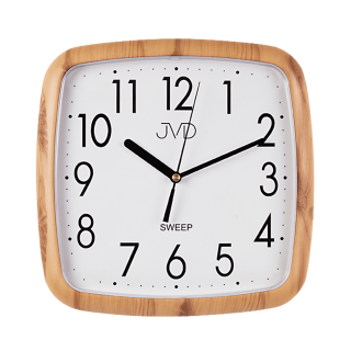 Hranaté nástěnné netikající hodiny JVD quartz H615.3 imitace dřeva - světlé