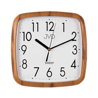 Hranaté nástěnné netikající hodiny JVD quartz H615.4 imitace dřeva
