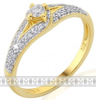 Luxusní zásnubní zlatý diamantový prsten posetý pravými brilianty 3811841