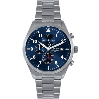 LAVVU Pánské titanové hodinky PILOT Chronograph Deep Blue 100M Sapphire LWM0290 - modrý číselník