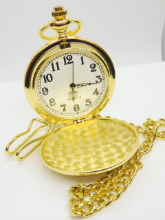 Klenoty Budín Luxusní zlacené kapesní hodinky retro BADUS 11960804 s arabskými číslicemi