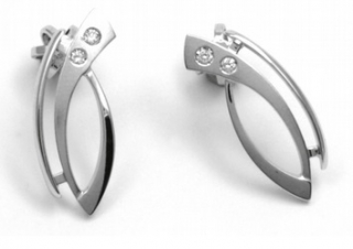 Luxusní náušnice s přírodními diamanty na šroubek 585/1,71 gr J-21588-12