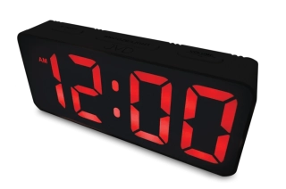 JVD Digitální černý moderní budík do el. sítě JVD SB524.2 s červenými LED číslicemi