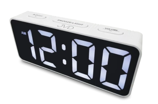 JVD Digitální bílý moderní budík do el. sítě JVD SB524.3 s bílými LED číslicemi