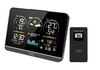 JVD Černá digitální rádiem řízená meteorologická stanice JVD RB3408