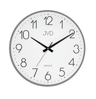 JVD Šedé nástěnné kovové netikající tiché hodiny JVD HK4129.3