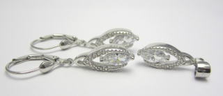 Klenoty Budín Dámská luxusní stříbrná rhodium souprava s čirými zirkony 030402800001