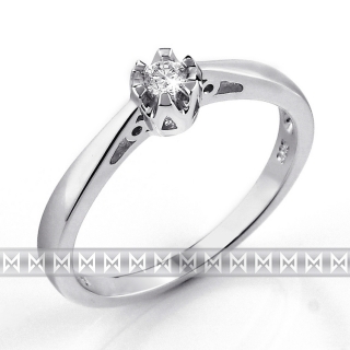 Luxusní zásnubní diamantový prsten z bílého zlata 1/0,06 ct 585/2,00 gr