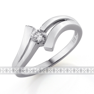 Luxusní zásnubní diamantový prsten z bílého zlata 1/0,09 ct 585/1,90 gr