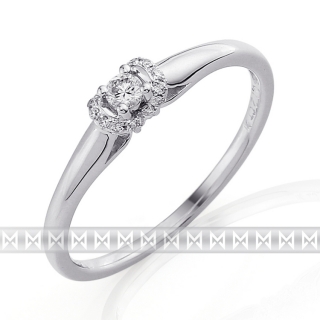 Luxusní zásnubní diamantový prsten z bílého zlata 17/0,12 ct 585/1,55 gr