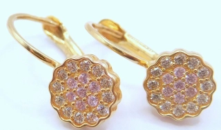 Klenoty Budín Dětské zlaté náušnice se zirkony a růženíny na patent 585/1,58gr HK2452